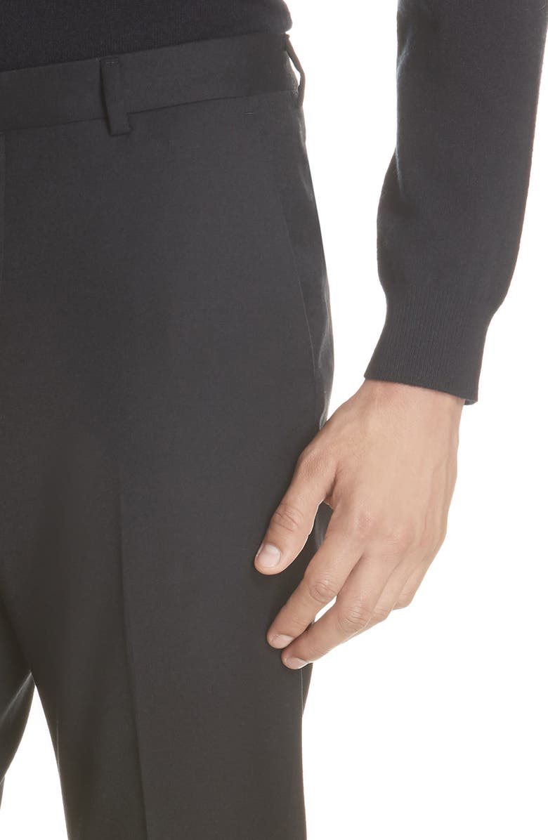 Z Zegna Flat Front Solid Stretch Wool Trousers, Alternate, color, 