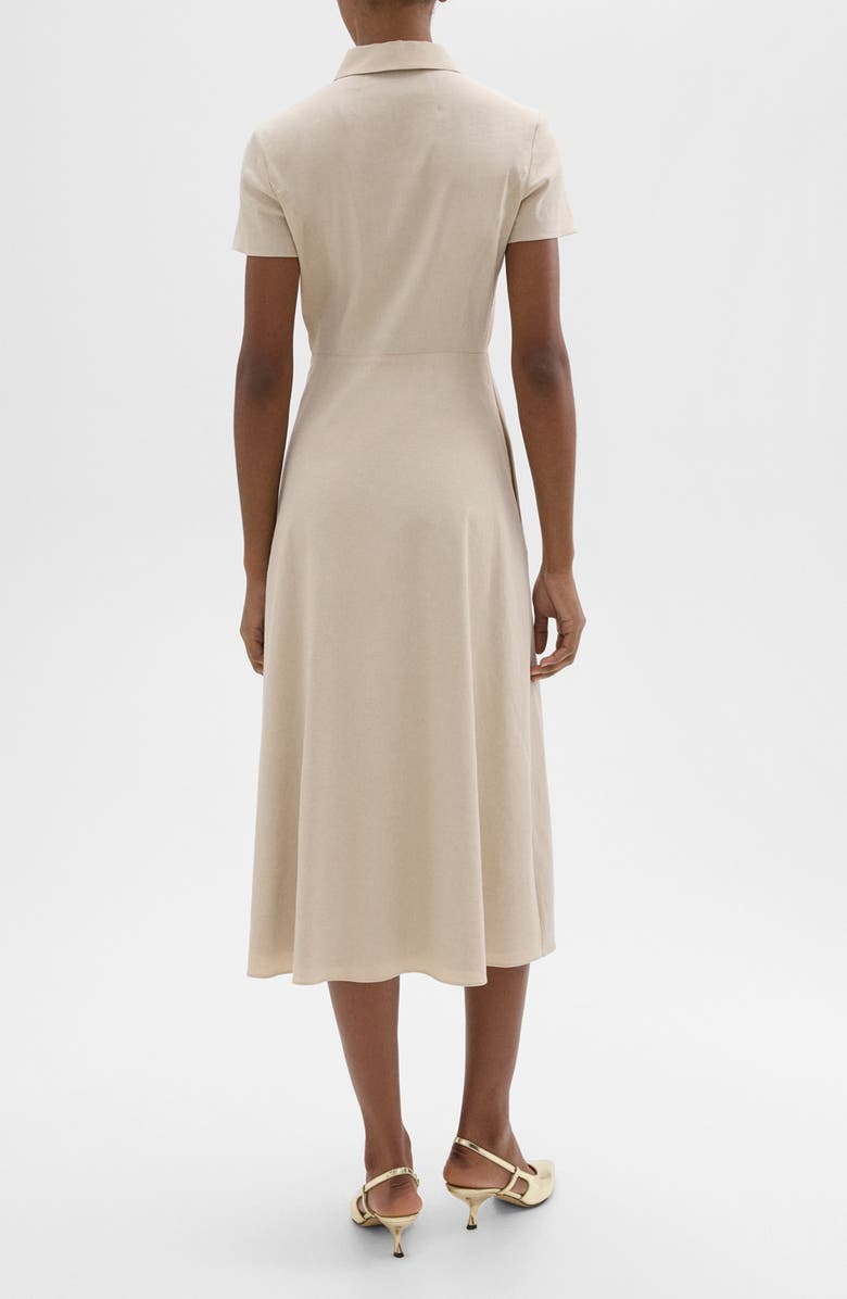 Theory Short Sleeve Linen Blend Midi Shirtdress, Alternate, color, Straw