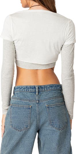 Layered Long Sleeve Crop Top