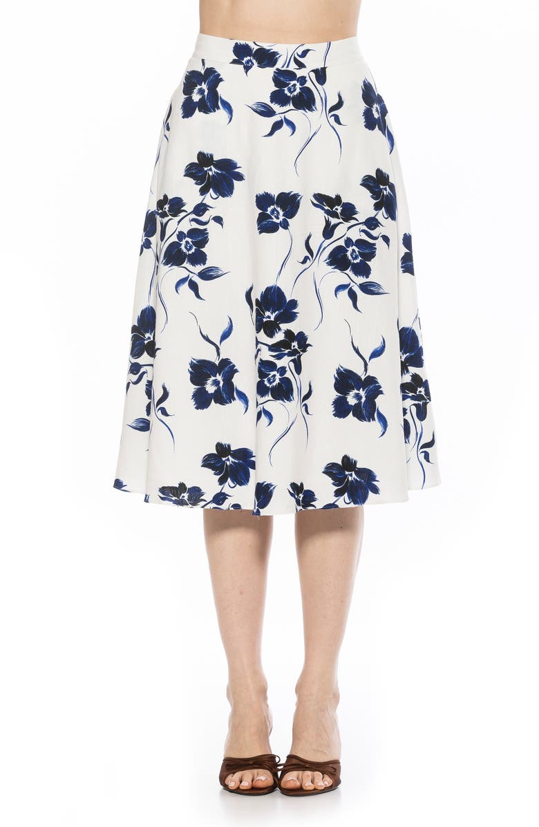 Alexia Admor Mabel Floral Midi Skirt, Main, color, Ivory Floral