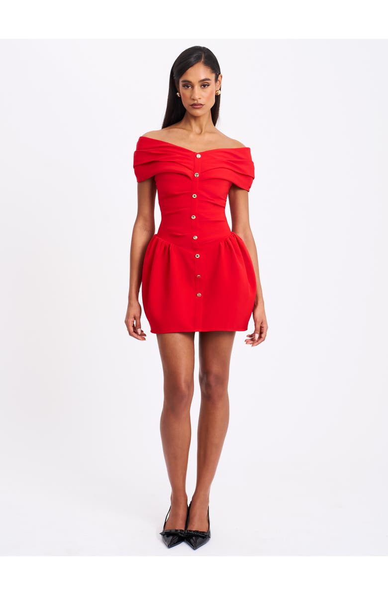 Miss Circle Cait Off Shoulder Drop Waist Mini Dress, Alternate, color, 