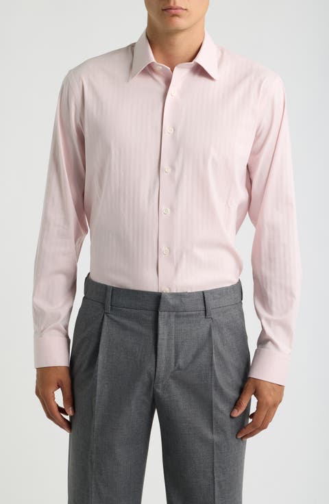 Trim Fit Performance Herringbone Shirt
