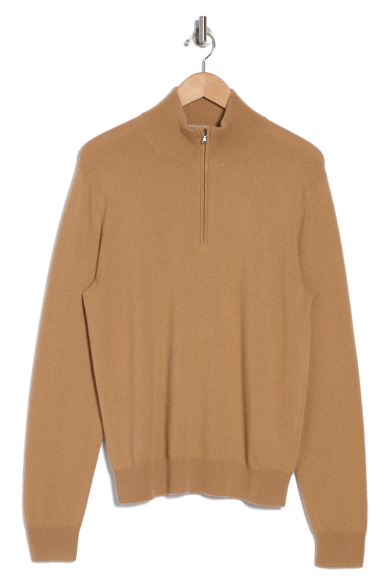 Cashmere Quarter-Zip Pullover, Alternate, color, CAMEL