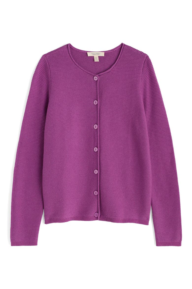 Makers Rib Organic & Recycled Cotton Cardigan, Alternate, color, BRIGHT ORCHID