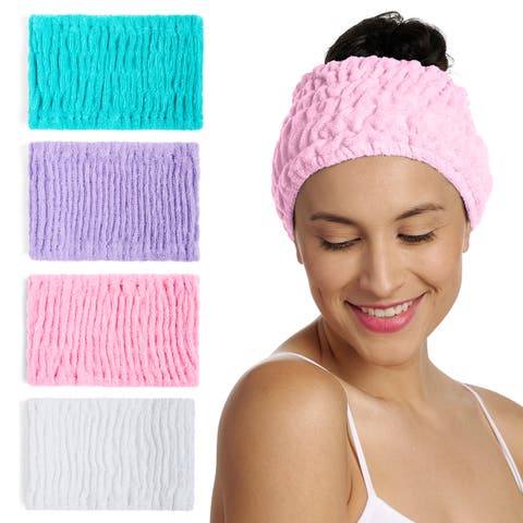 4 Pack Turbie Band, Extra Wide Cotton Spa Headbands