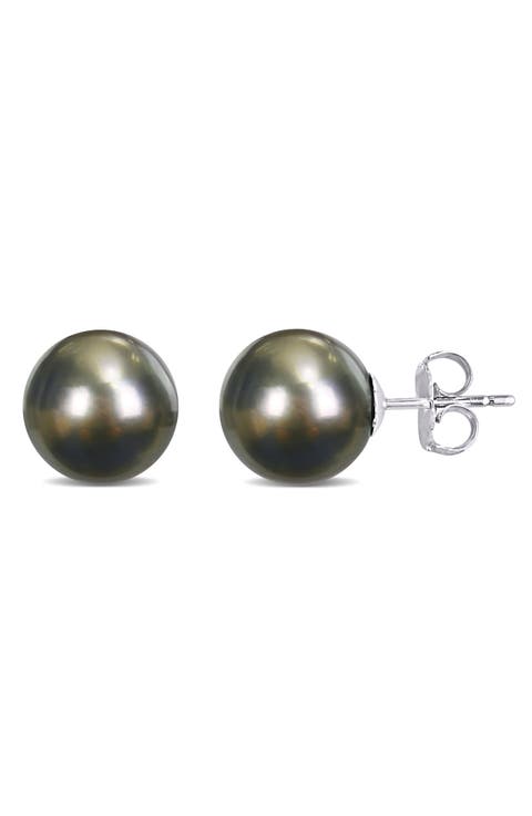 Black Tahitian Cultured Pearl Stud Earrings