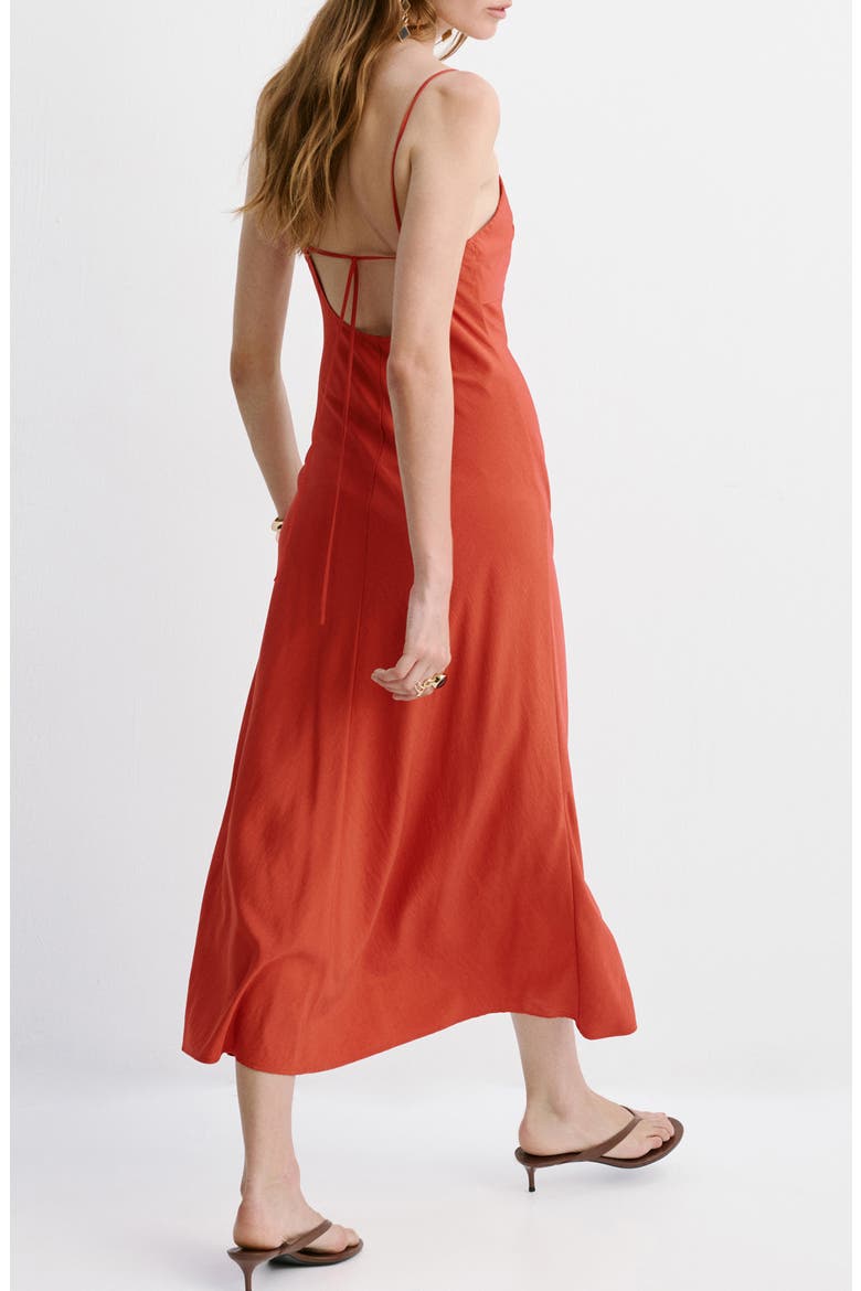 Cross Neck Tie Back Midi Dress, Alternate, color, RED