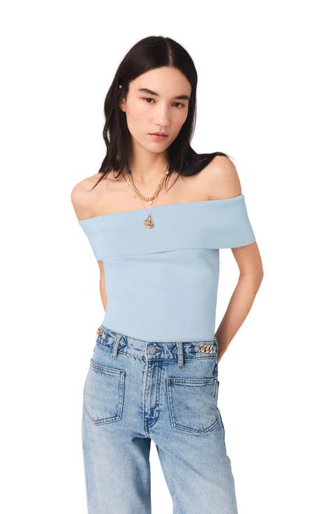 Bardot rib knit top
