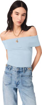 maje Bardot rib knit top