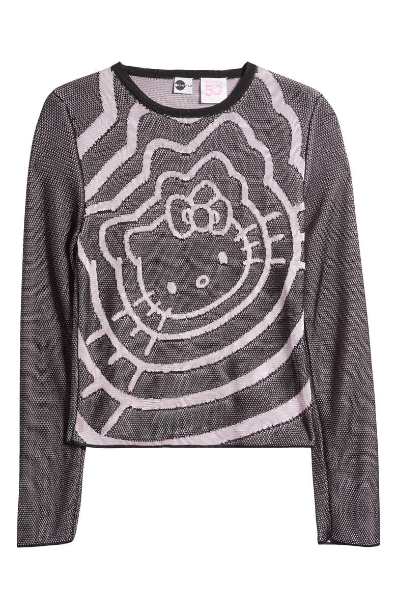 CHET LO x Sanrio Hello Kitty<sup>®</sup> Vertigo Intarsia Sweater, Alternate, color, Black/ Pink