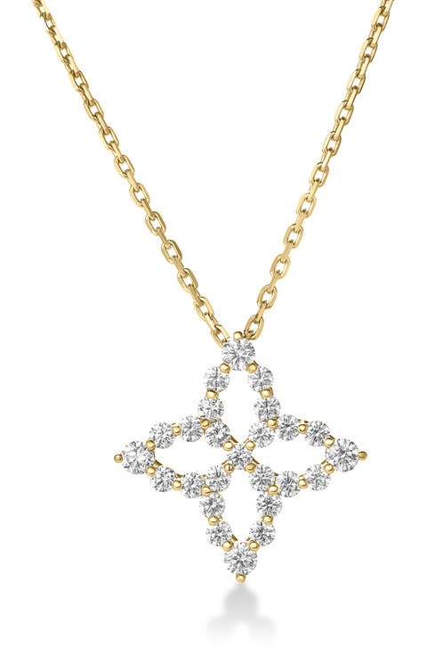 Princess Flower Diamond Pendant Necklace