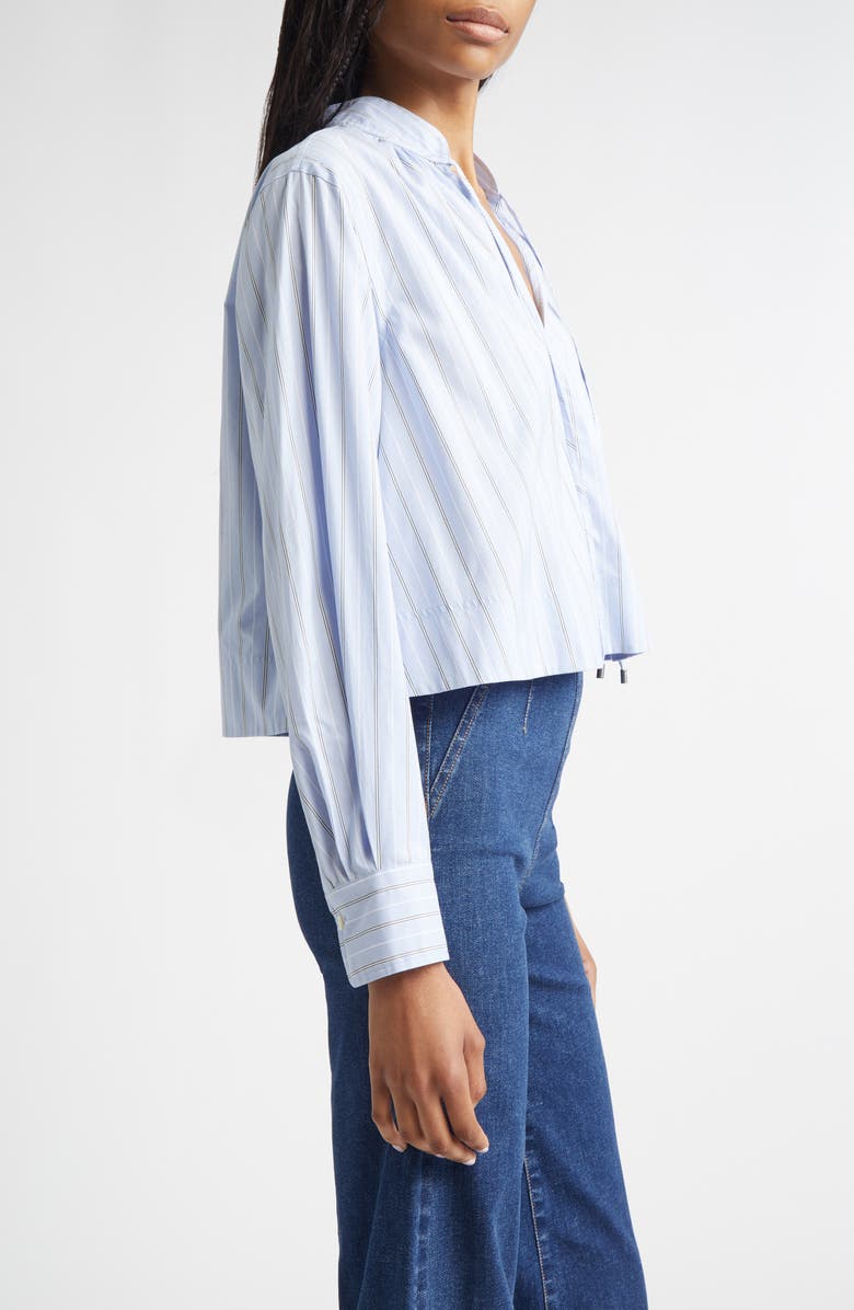 Veronica Beard Kaits Stripe Crop Cotton Top, Alternate, color, Ice Blue Multi