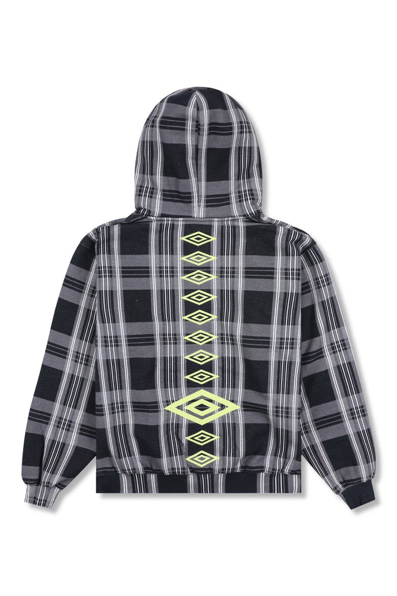 x Umbro Spine Plaid Pullover Hoodie, Alternate, color, BLACK