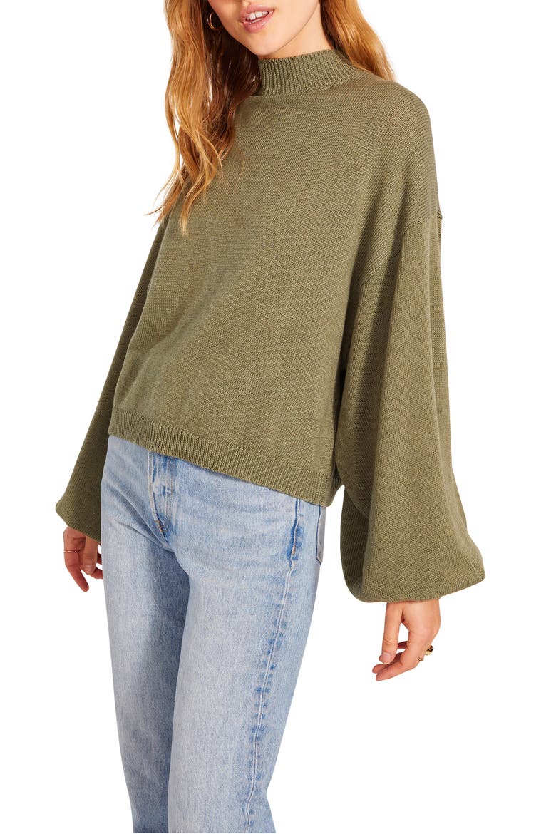 BB Dakota Sochi Balloon Sleeve Sweater, Alternate, color, MOSSY GREEN