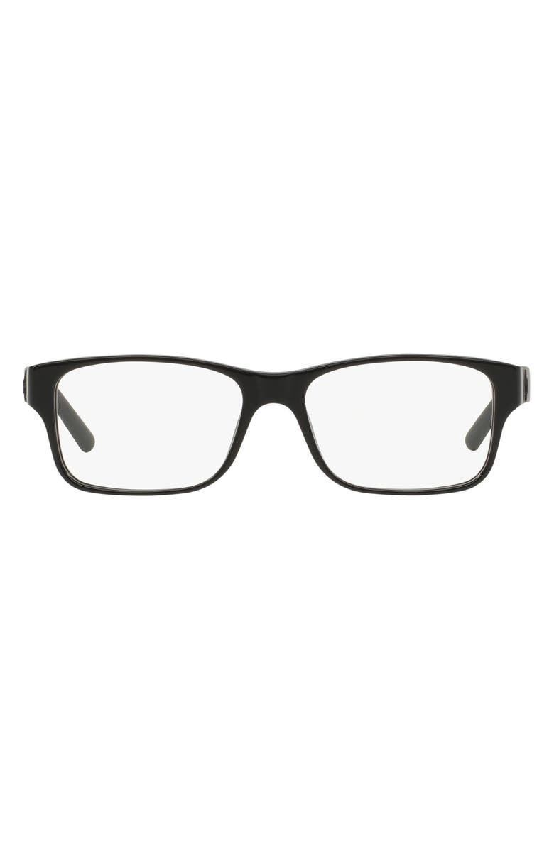 Polo Ralph Lauren 54mm Optical Glasses, Main, color, Shiny Black