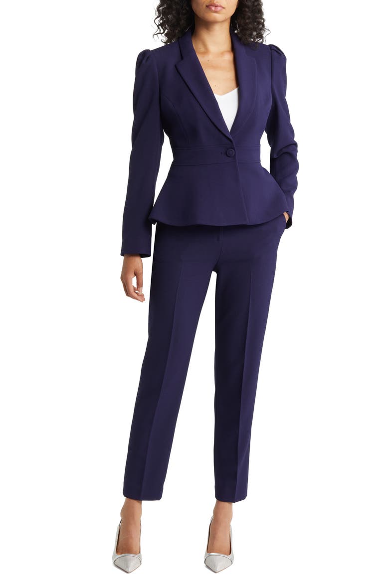 Peplum Blazer & Tapered Pants Set, Main, color, MIDNIGHT NAVY