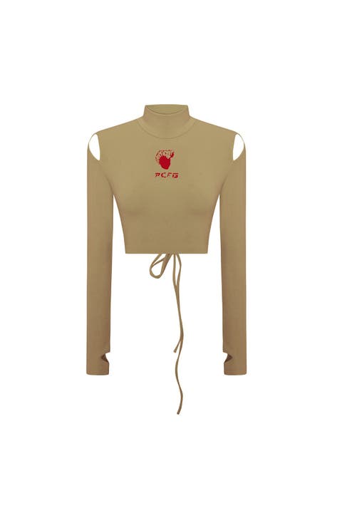 Cotton Long Sleeve Crop Top