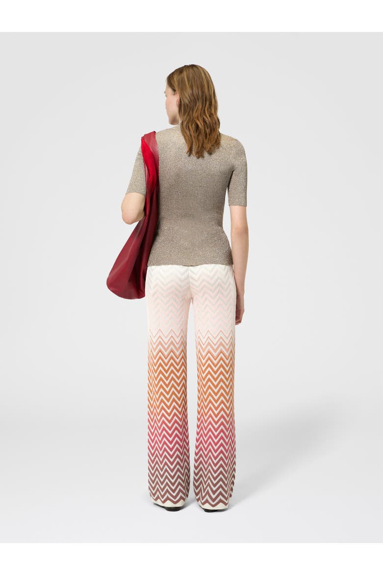 Trousers In Cotton And Viscose Chevron Dégradé, Alternate, color, Pink & Rust