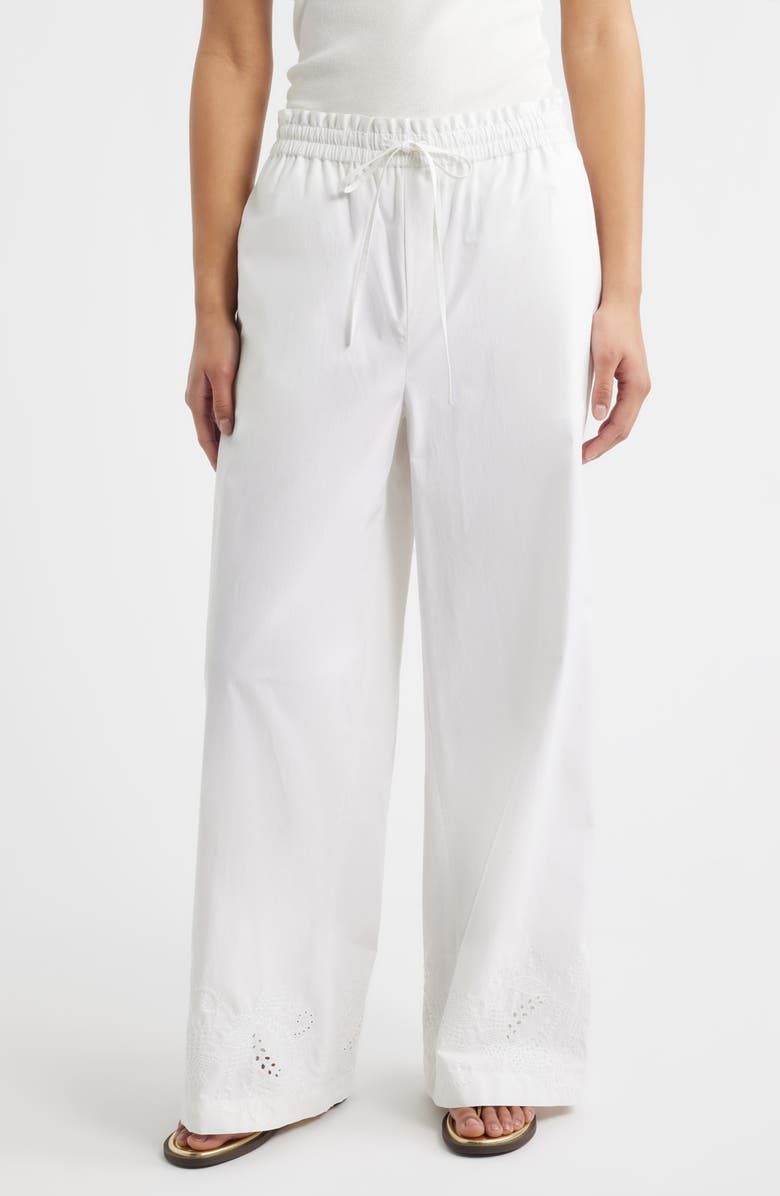 rag & bone Marin Embroidered Wide Leg Pants, Main, color, White