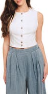 FLYING TOMATO Sleeveless Stretch Denim Crop Top