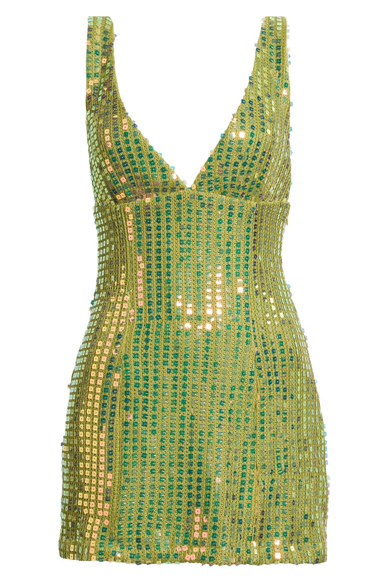 Porscha Sequin Knit Minidress, Alternate, color, GREEN