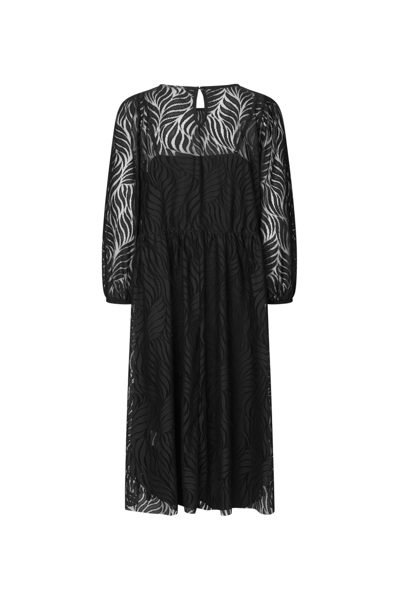 Naylora Long Sleeve A-Line Midi Dress, Alternate, color, Black