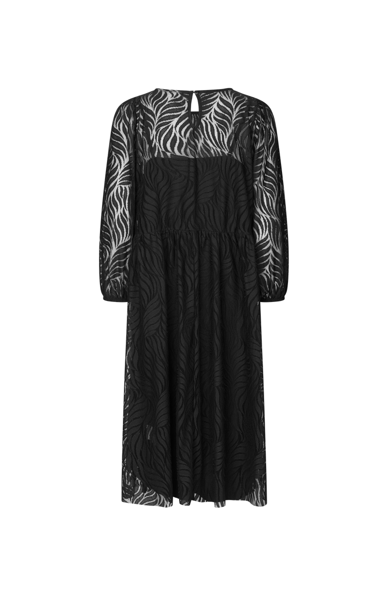 Masai Copenhagen Naylora Long Sleeve A-Line Midi Dress, Alternate, color, Black