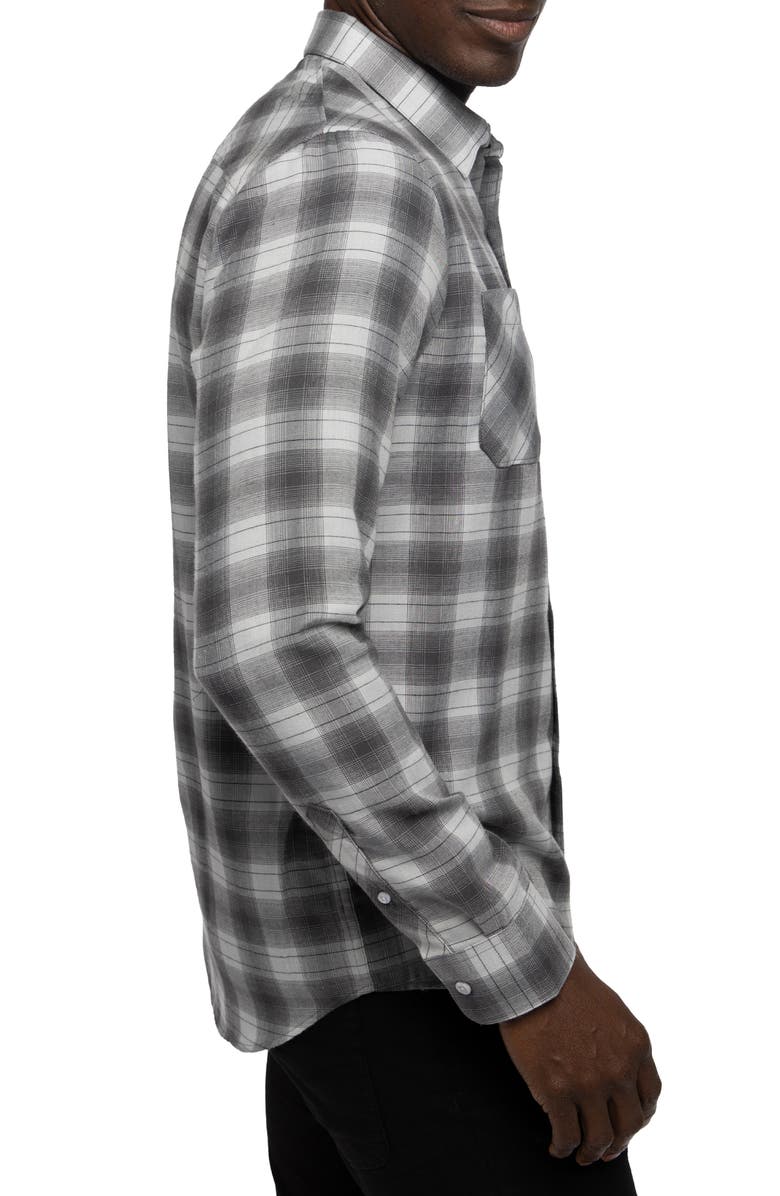 TravisMathew Give It a Try Plaid Button-Up Shirt, Alternate, color, Heather Grey