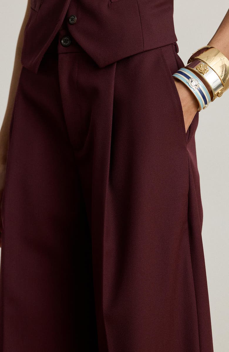 Lauren Ralph Lauren Wool Blend Wide Leg Pants, Alternate, color, Dark Garnet