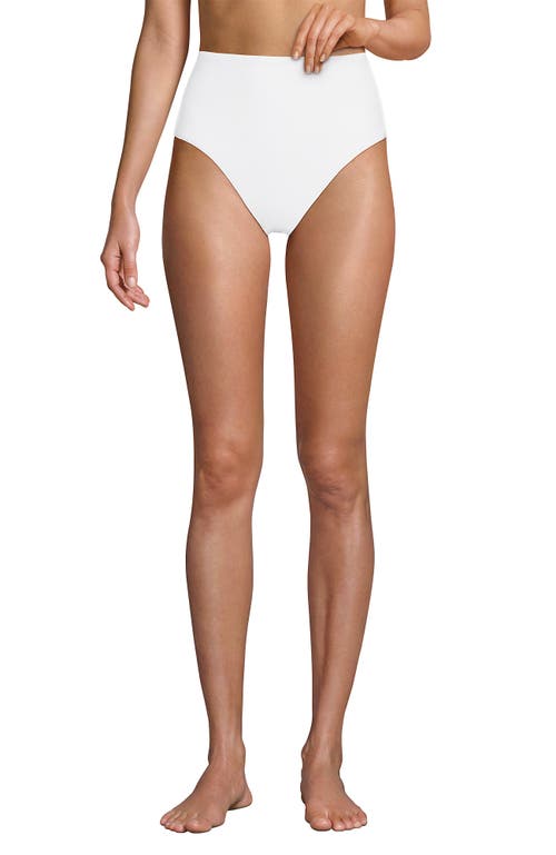 LANDS' END LANDS' END RIBBED SMOOTHING HIGH WAISTED BIKINI BOTTOMS 