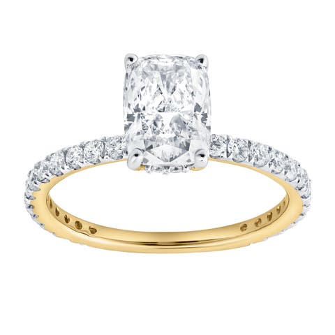 Melina 14K Gold Cushion Lab Grown Diamond Engagement Ring - 2.0 Ct