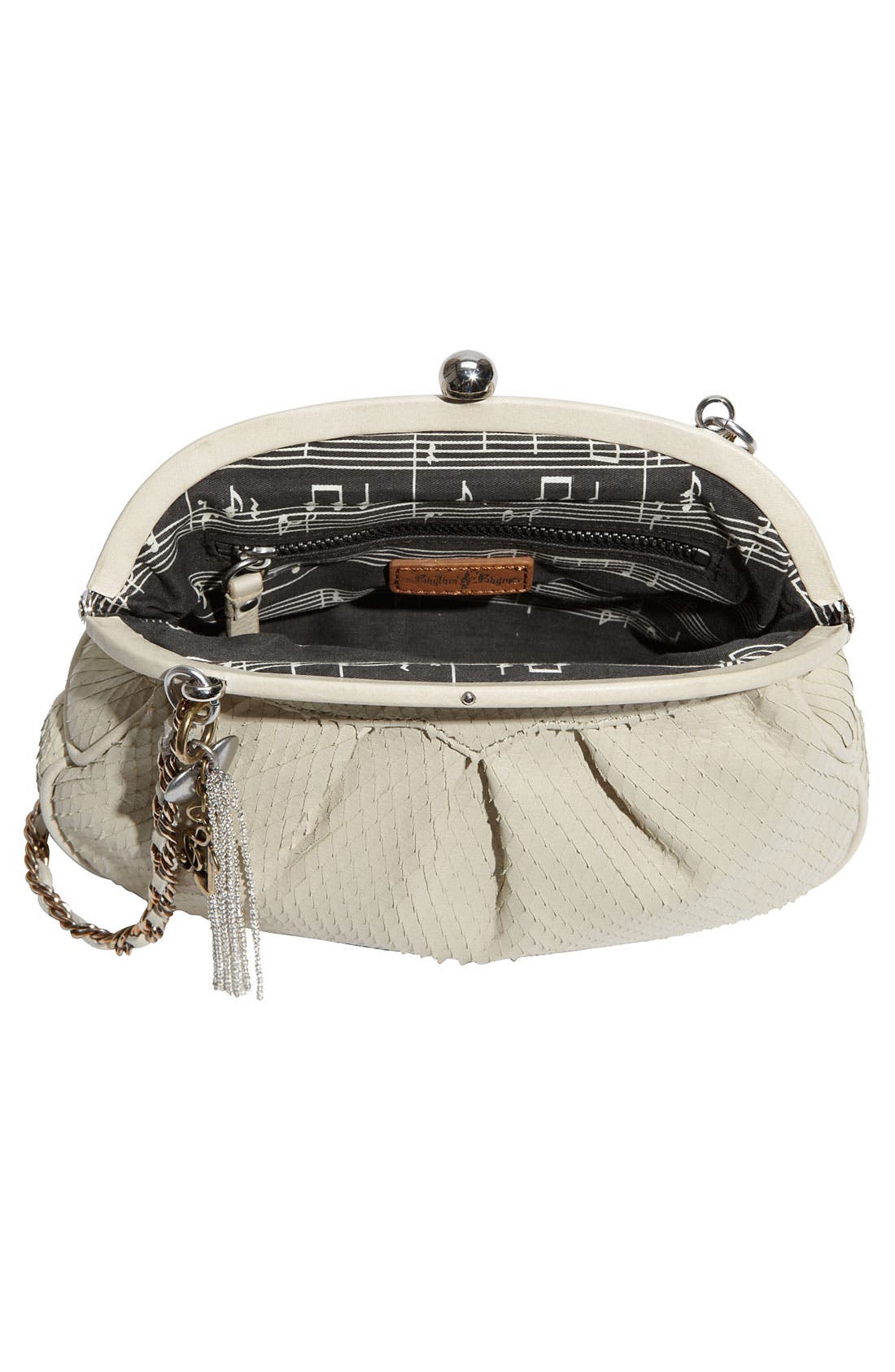Rhythm & Rhyme 'Medium' Charm Embellished Frame Crossbody Bag, Alternate, color, BEIGE CUT PYTHON