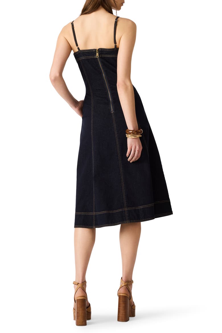 Capri Stretch Cotton Denim Midi Dress, Alternate, color, INDIGO HAZE