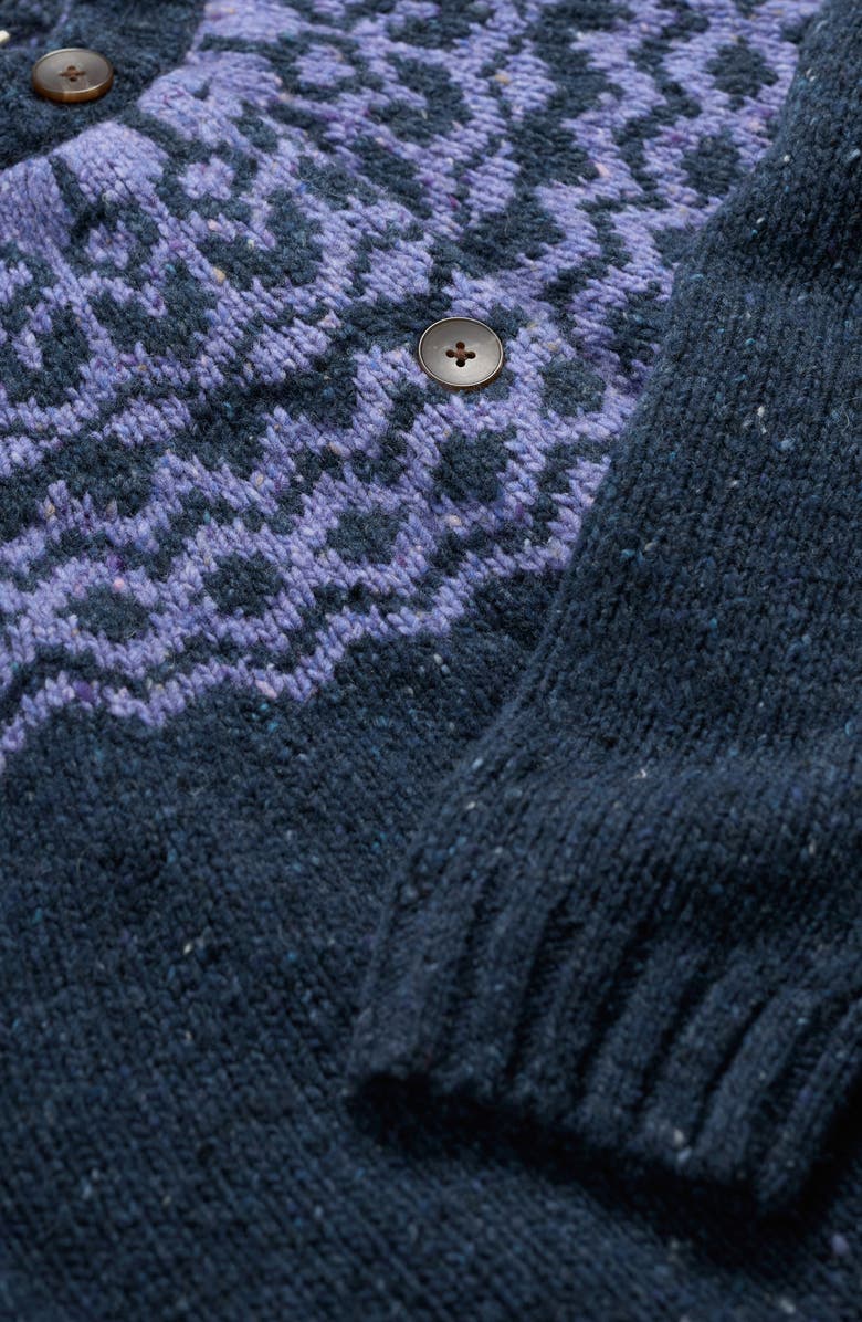Seasalt Cornwall Port Kinnis Fair Isle Merino Wool Blend Cardigan, Alternate, color, Knit Wag Tail Bilberry