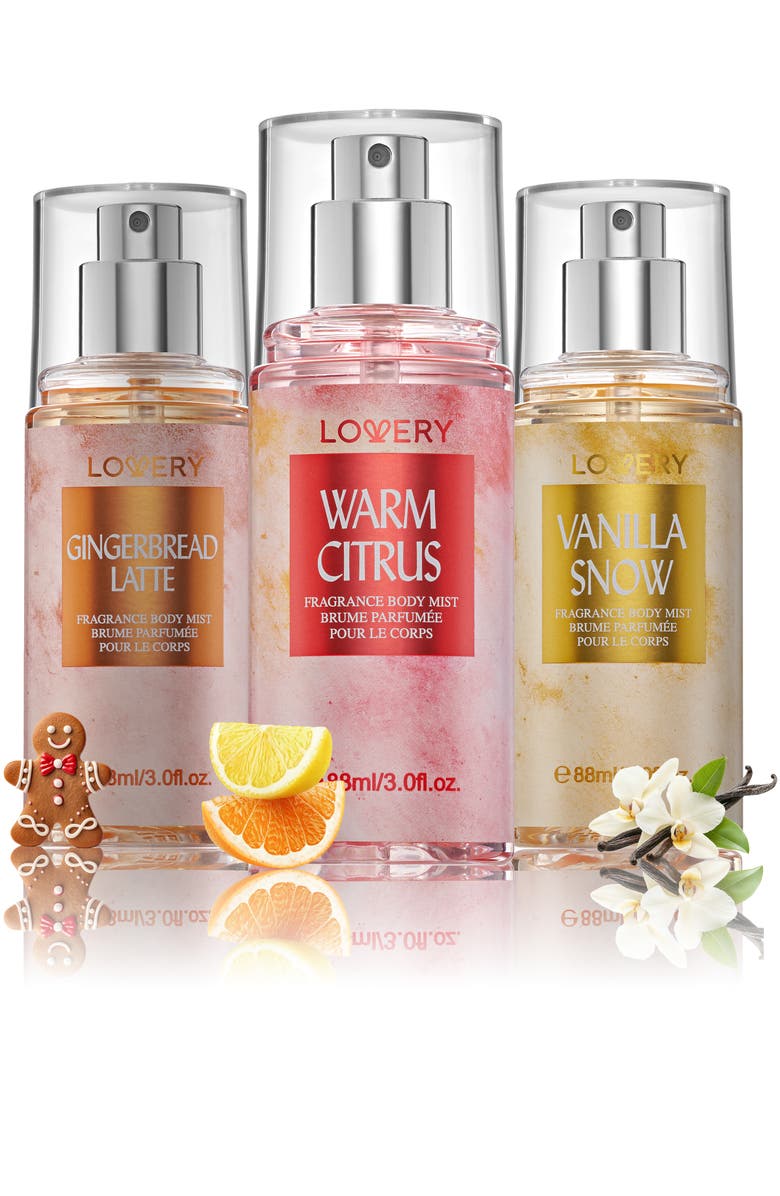 Lovery 3-Pc. Assorted Holiday Body Mist Fragrance Gift Set, Main, color, Multi Scent