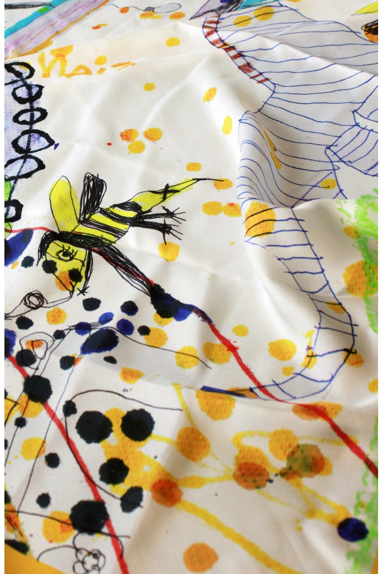 Silk Scarf Of Wonderful World Once Upon A Time, Alternate, color, Yellow