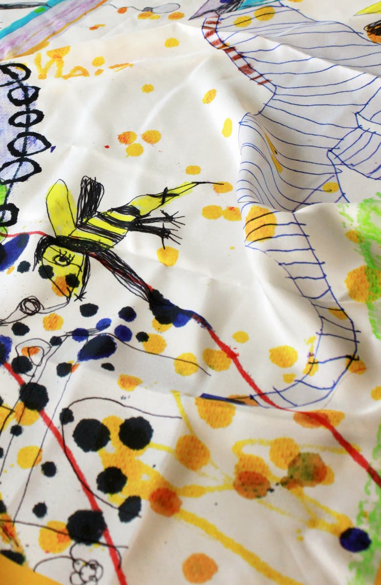 Jessie Zhao New York Silk Scarf Of Wonderful World Once Upon A Time, Alternate, color, Yellow