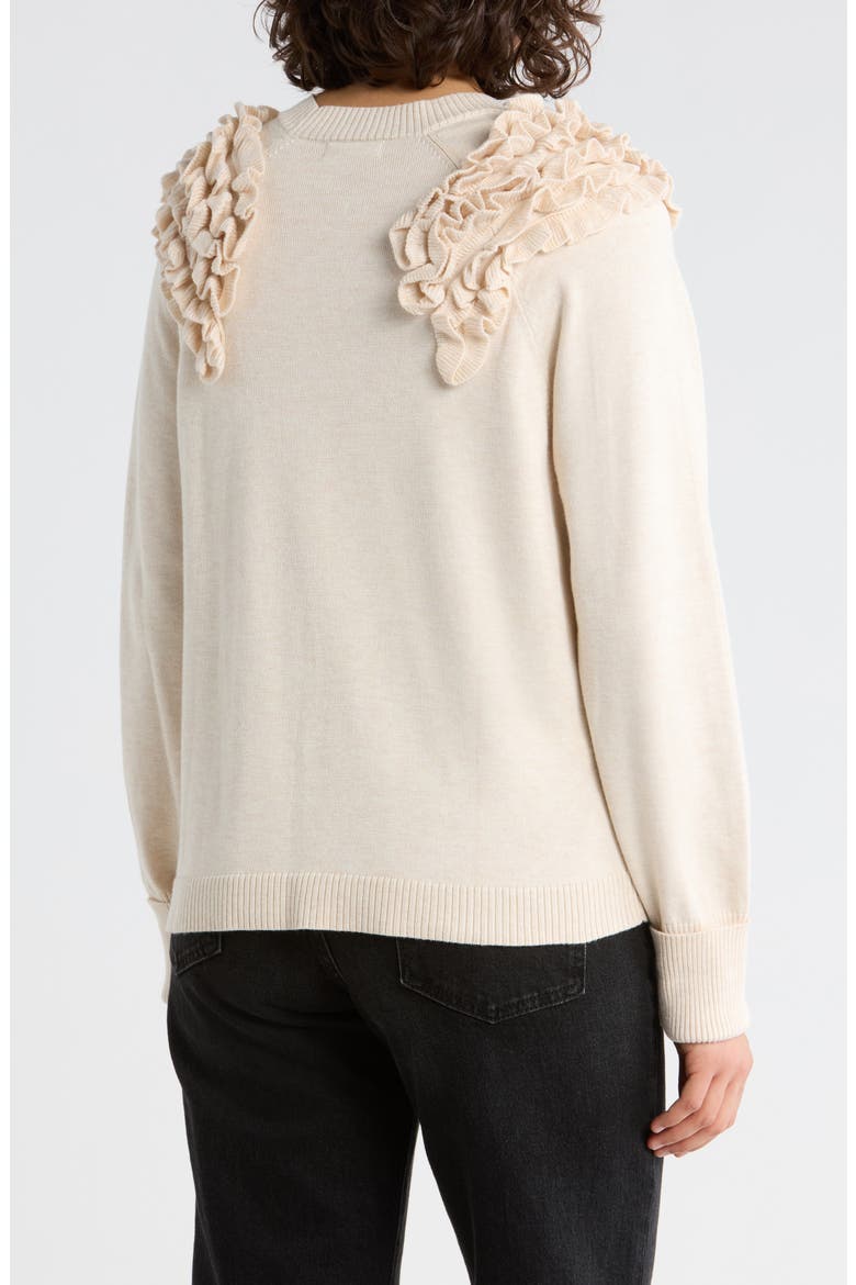 Ruffle Crewneck Sweater, Alternate, color, BLANCHED ALMOND