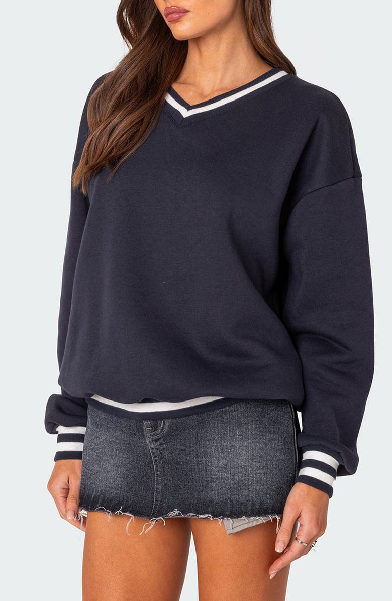 EDIKTED Caryn Oversize Sweatshirt, Alternate, color, Navy