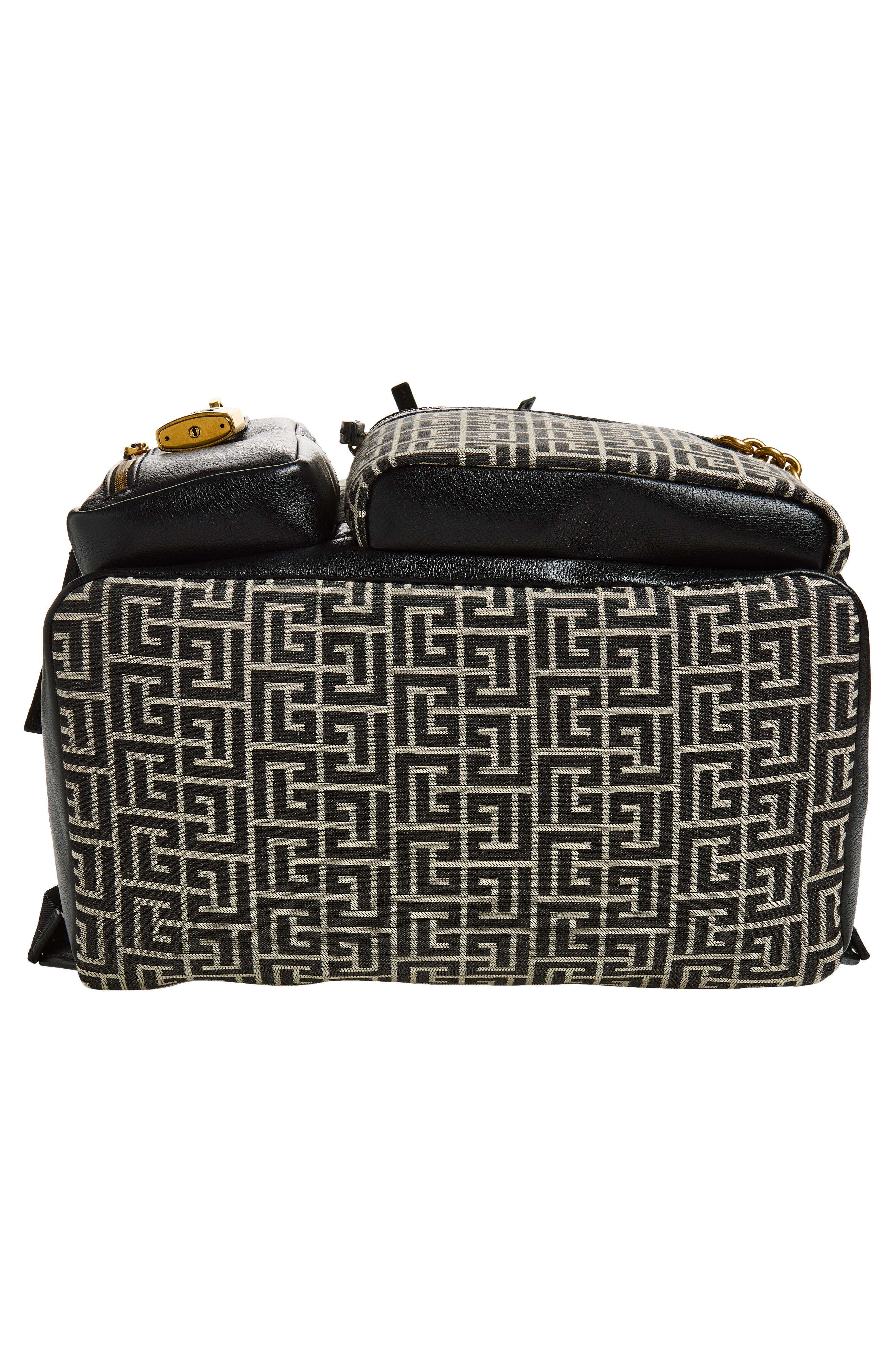 Balmain Pulse Twill Backpack, Alternate, color, Geometric Logo/Ivory/Black