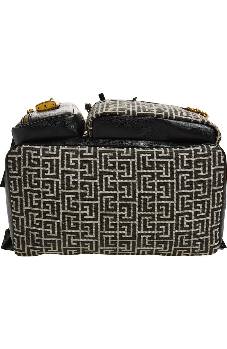 Balmain Pulse Twill Backpack, Alternate, color, Geometric Logo/Ivory/Black