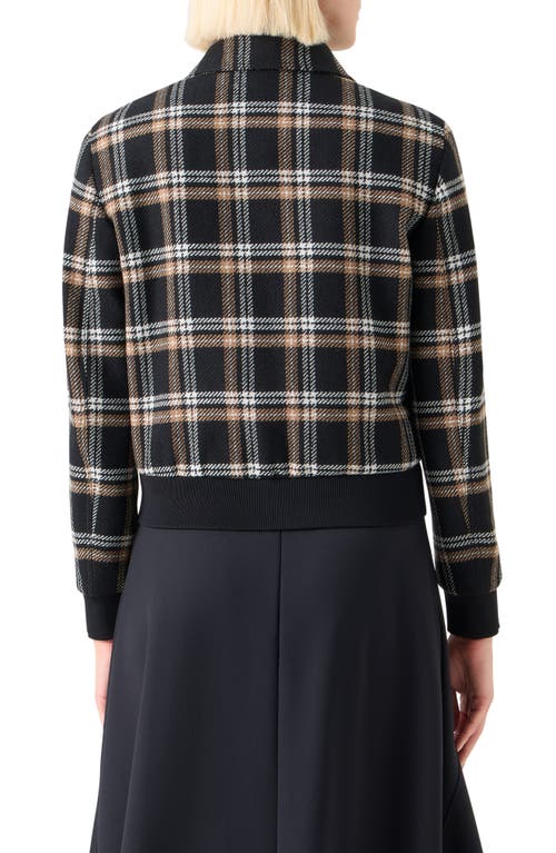 Akris Punto Plaid Wool Tricotine Tweed Short Bomber Jacket In Black