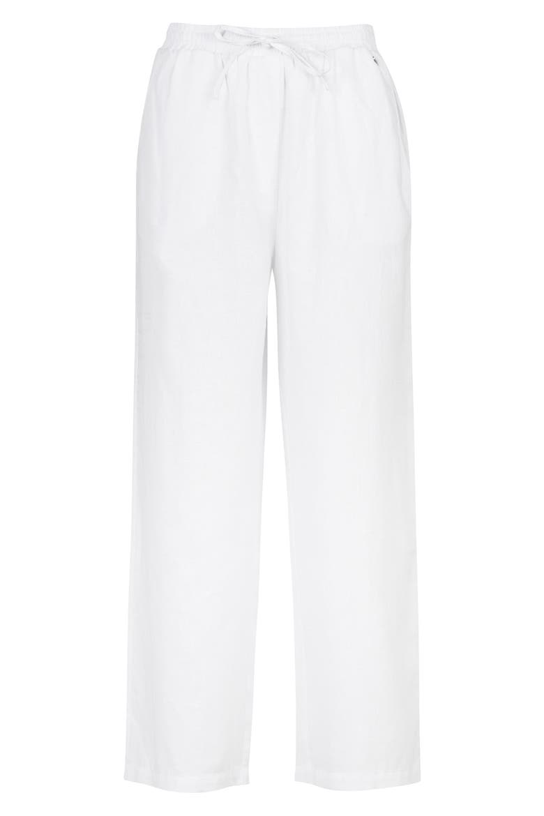 Christie Cotton & Linen Drawstring Pants, Alternate, color, WHITE