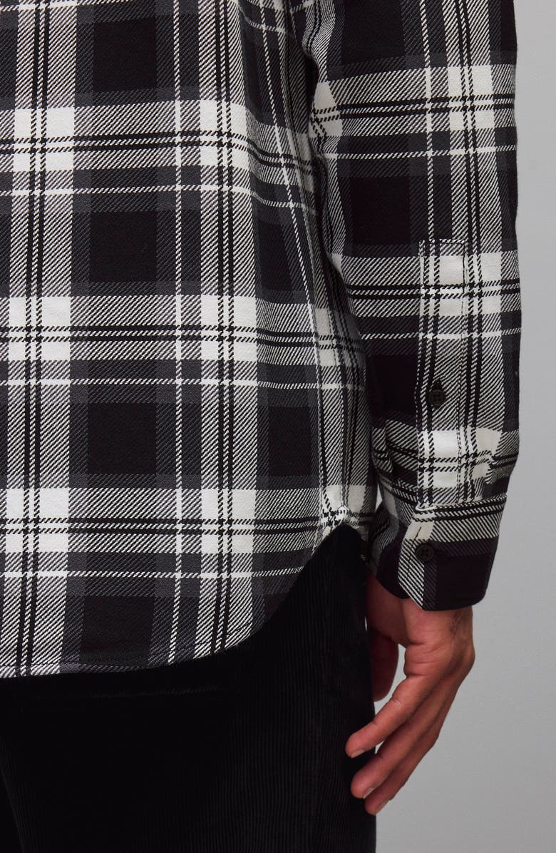 Reigning Champ Union Plaid Cotton Button-Up Shirt, Alternate, color, White/Black