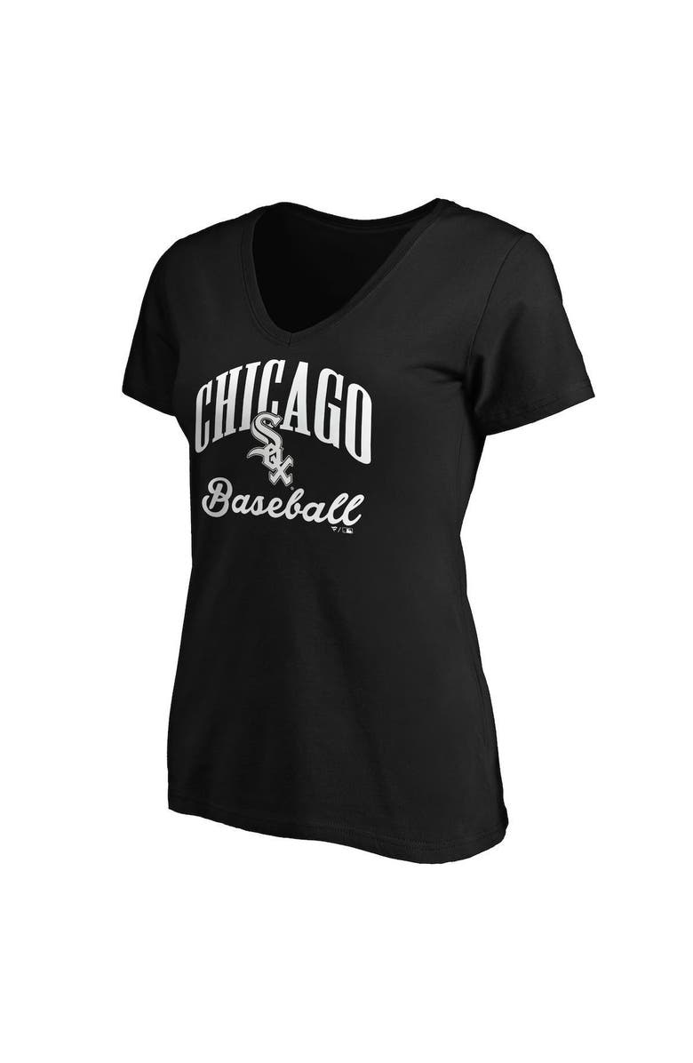 FANATICS Women's Fanatics Branded Black Chicago White Sox Victory Script V-Neck T-Shirt, Alternate, color, Black