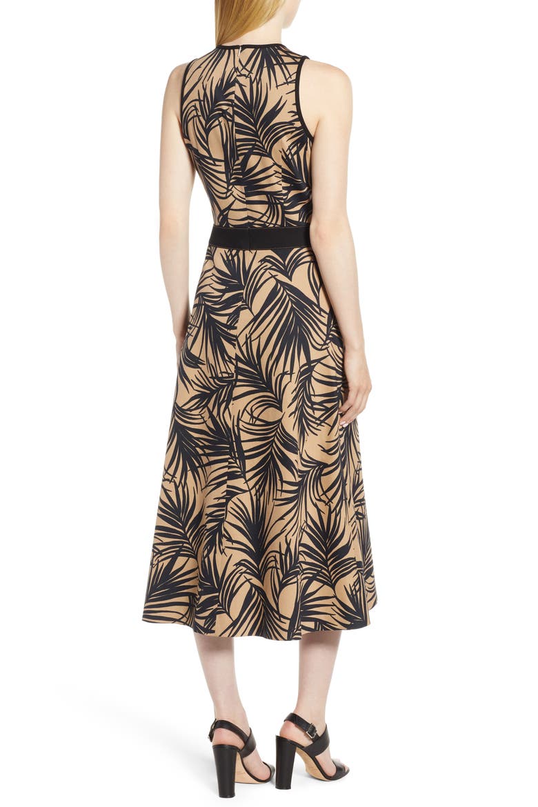Denura Palm Frond Woven Midi Dress, Alternate, color, WARM CLAY FANTASY