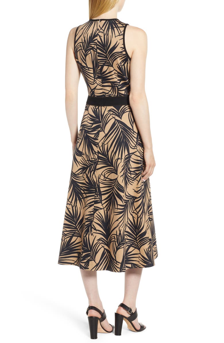 BOSS Denura Palm Frond Woven Midi Dress, Alternate, color, 