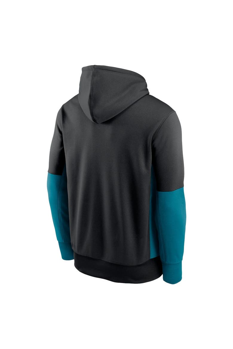 Men's Nike Black Jacksonville Jaguars Color Block Fleece Performance Pullover Hoodie, Alternate, color, Black
