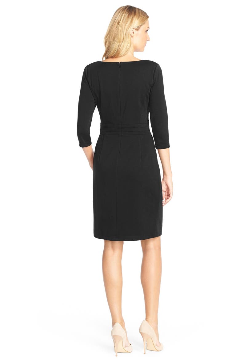 Seamed Ponte Sheath Dress, Alternate, color, BLACK