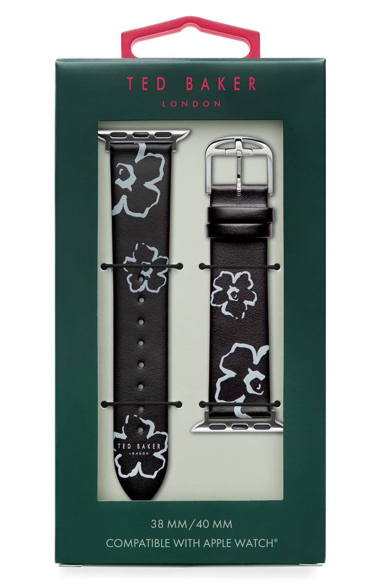 Ted Baker London Floral Leather Apple Watch<sup>®</sup> Watchband, Alternate, color, 